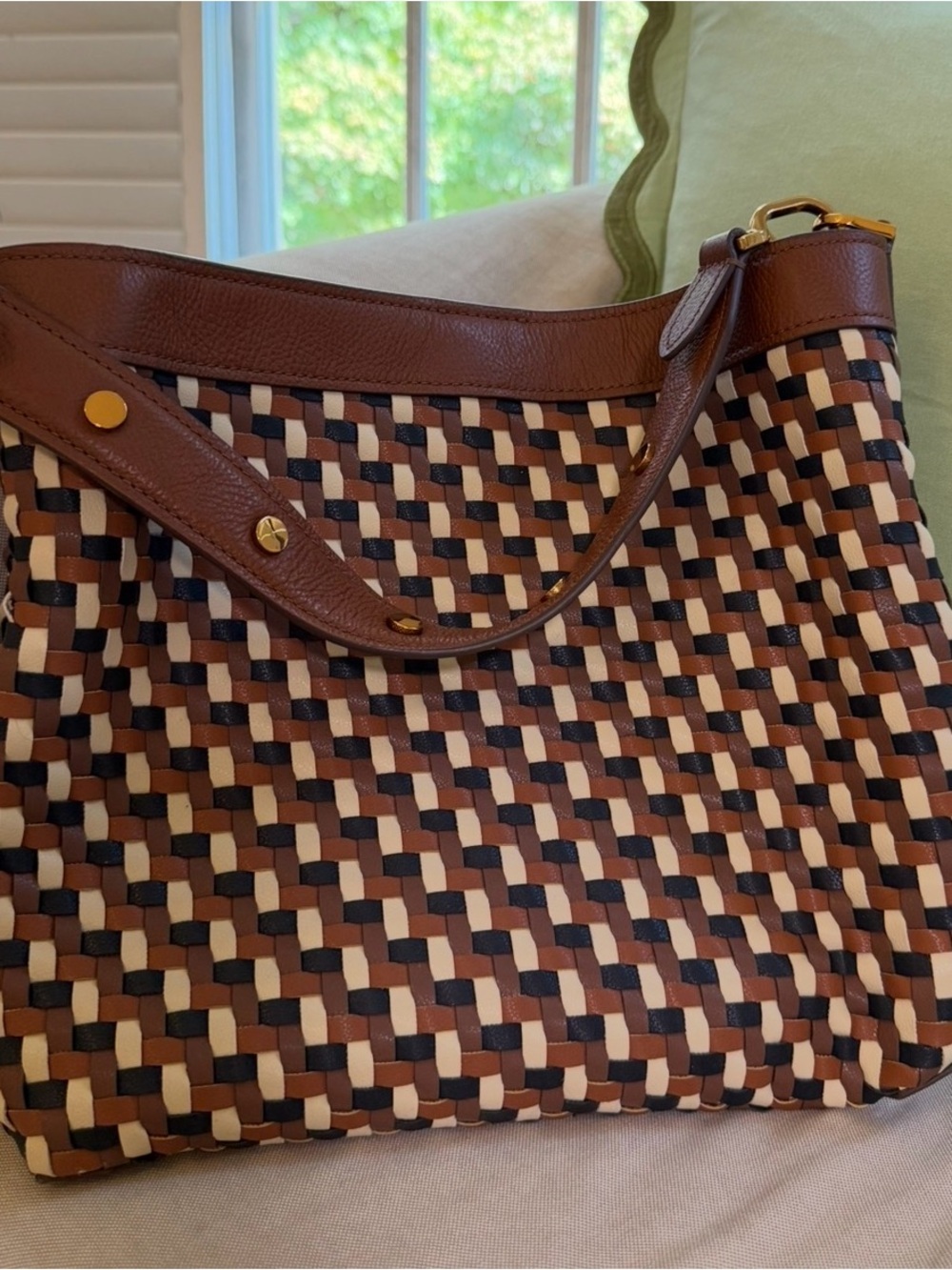 Fossil Jessie Bucket Woven Leather Shoulder Bag